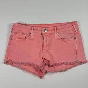 True Religion Low Rise Coral/Salmon Shorts‎ Sz 29 Joey Cut Off Y2K Denim